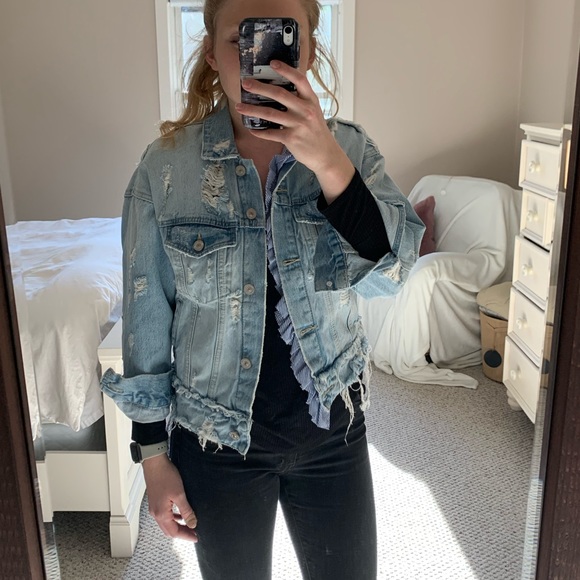 Distressed Zara jean jacket - Picture 4 of 5